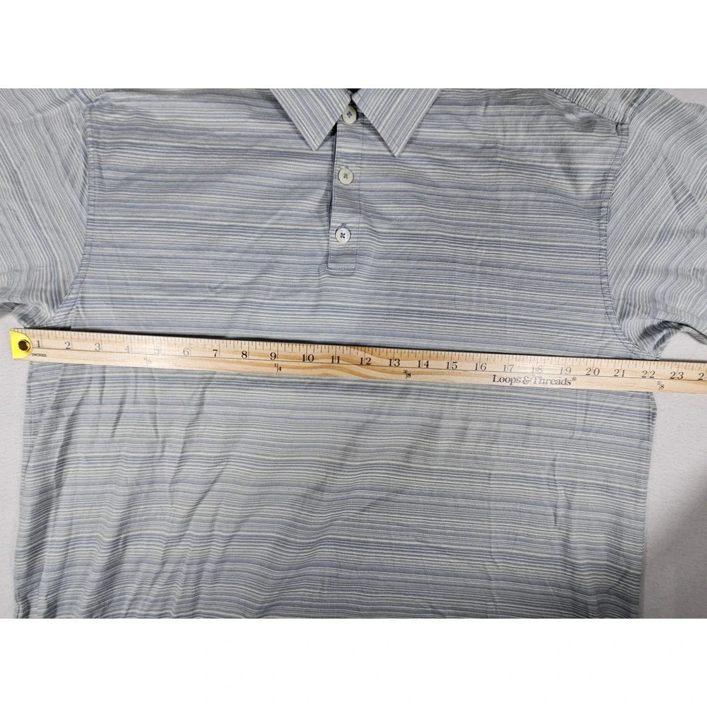 Nike Golf Mens Large Blue White Striped Short Sleeve Cotton Polo Shirt H40207AML
